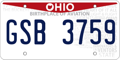 OH license plate GSB3759