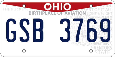 OH license plate GSB3769