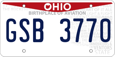 OH license plate GSB3770
