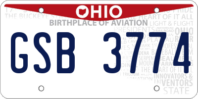 OH license plate GSB3774
