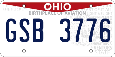 OH license plate GSB3776