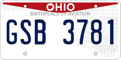 OH license plate GSB3781
