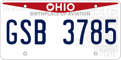 OH license plate GSB3785