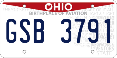 OH license plate GSB3791