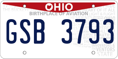 OH license plate GSB3793