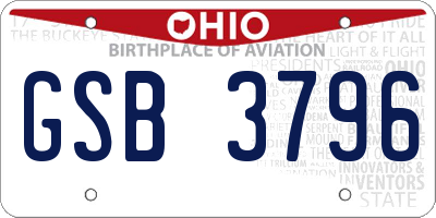 OH license plate GSB3796