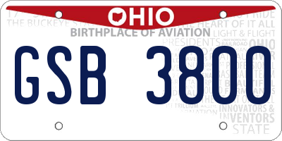 OH license plate GSB3800