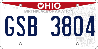 OH license plate GSB3804