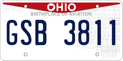 OH license plate GSB3811