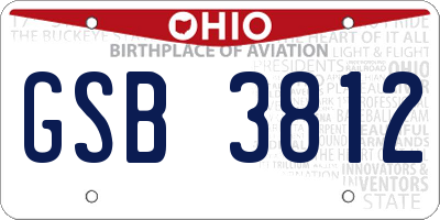 OH license plate GSB3812