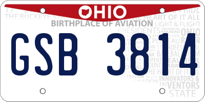 OH license plate GSB3814