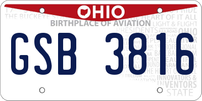 OH license plate GSB3816