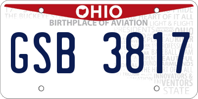 OH license plate GSB3817
