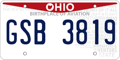 OH license plate GSB3819