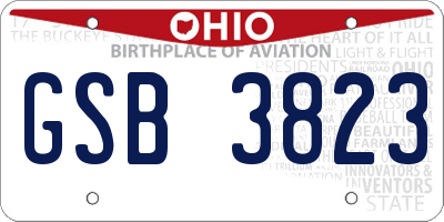OH license plate GSB3823
