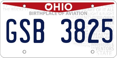 OH license plate GSB3825