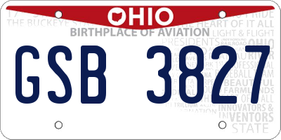 OH license plate GSB3827