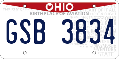 OH license plate GSB3834