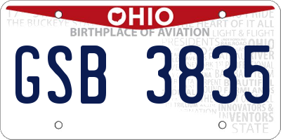 OH license plate GSB3835