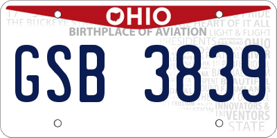 OH license plate GSB3839