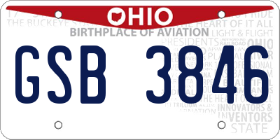 OH license plate GSB3846