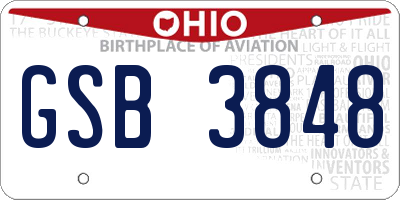 OH license plate GSB3848