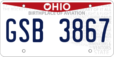 OH license plate GSB3867
