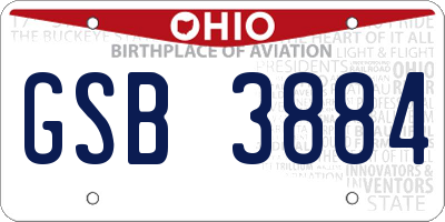 OH license plate GSB3884