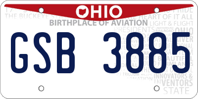 OH license plate GSB3885