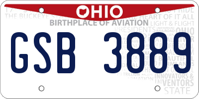 OH license plate GSB3889