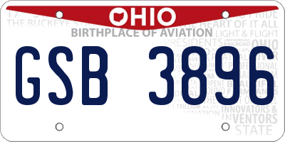 OH license plate GSB3896