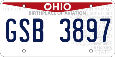 OH license plate GSB3897