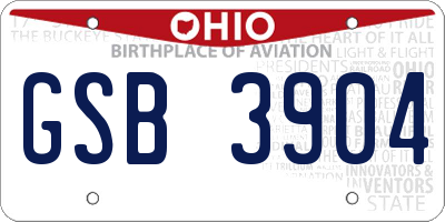 OH license plate GSB3904