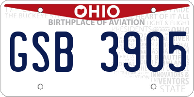 OH license plate GSB3905