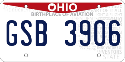 OH license plate GSB3906