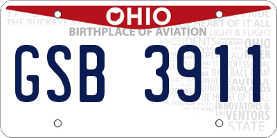 OH license plate GSB3911