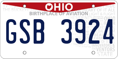 OH license plate GSB3924