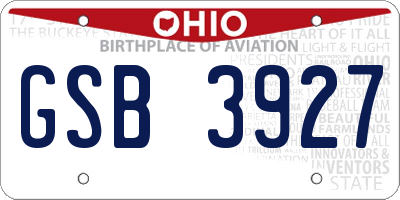 OH license plate GSB3927