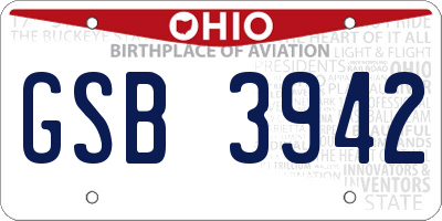 OH license plate GSB3942