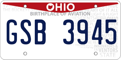 OH license plate GSB3945