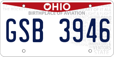OH license plate GSB3946