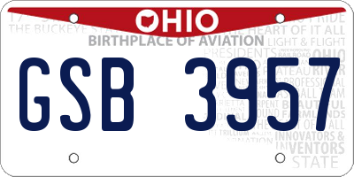 OH license plate GSB3957