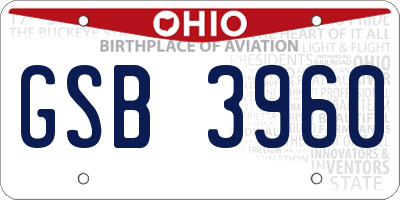 OH license plate GSB3960