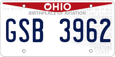 OH license plate GSB3962
