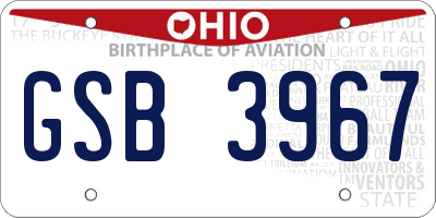 OH license plate GSB3967