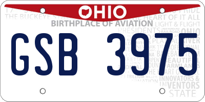 OH license plate GSB3975