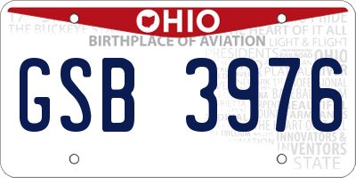 OH license plate GSB3976