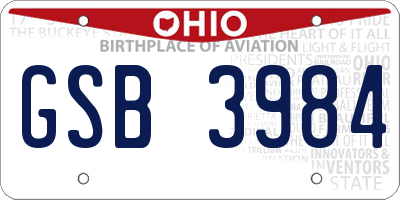 OH license plate GSB3984