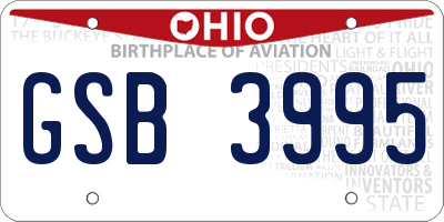 OH license plate GSB3995