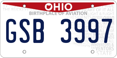 OH license plate GSB3997